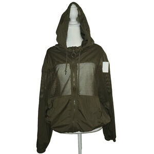 New Look Supreme Women's Green Net Long Sleeve Hooded Coat Size M M014C